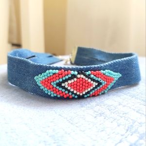 Denim Beaded Choker